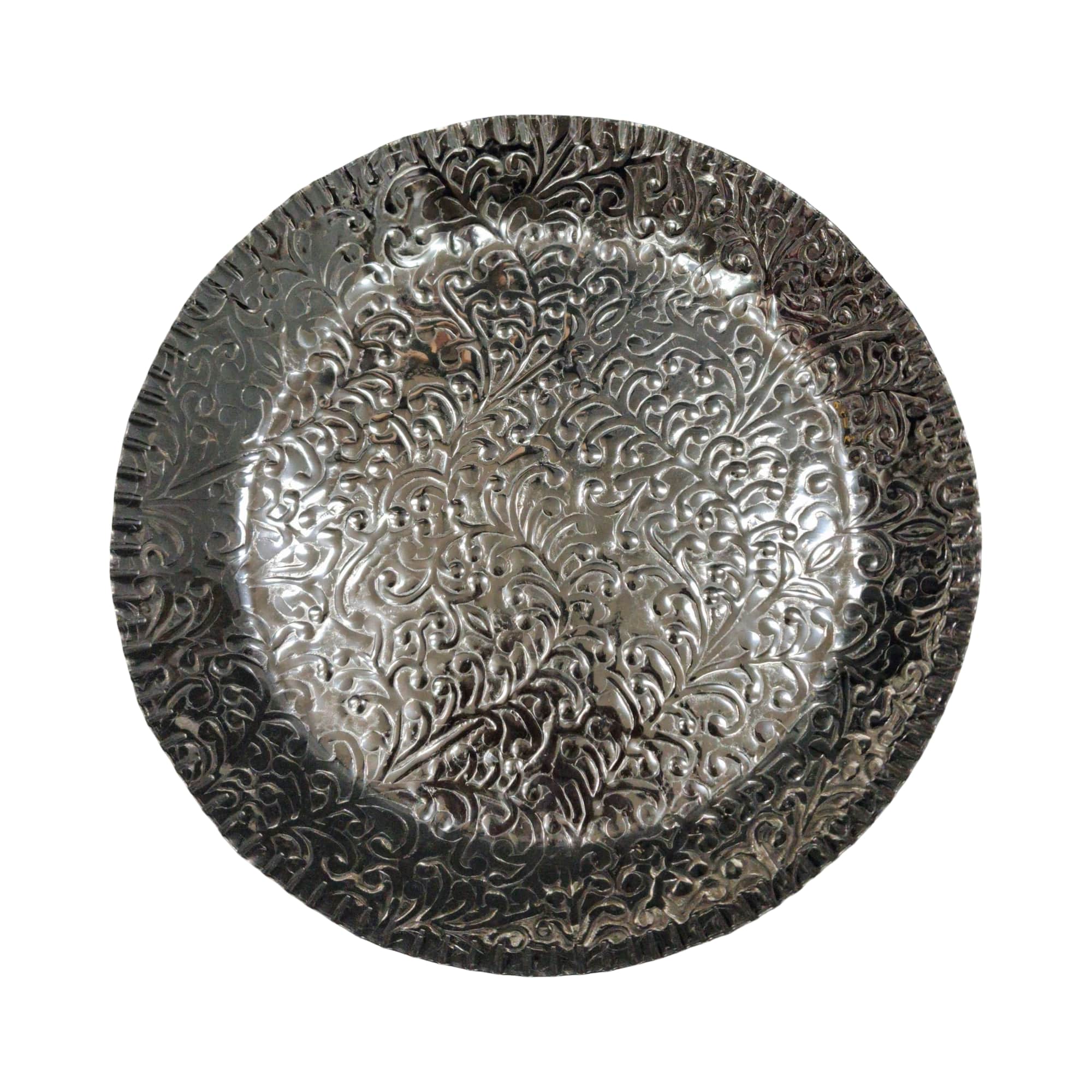 13" Silver Etched Round Metal Tray by Ashland®
